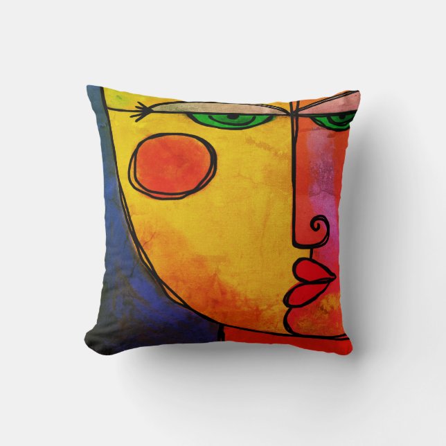Original Abstract Face Painting Throw Pillow (Front)