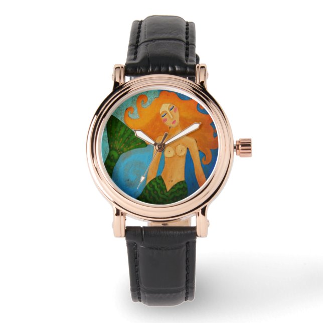 Original Abstract Mermaid Wearable Art Watch (Front)