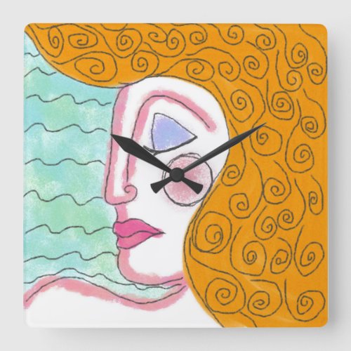 Original Abstract Painting Square Wall Clock