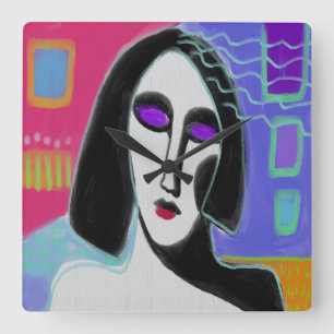 Original Abstract Painting Square Wall Clock