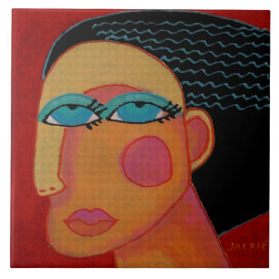 Original Abstract Portrait of a Woman Ceramic Tile