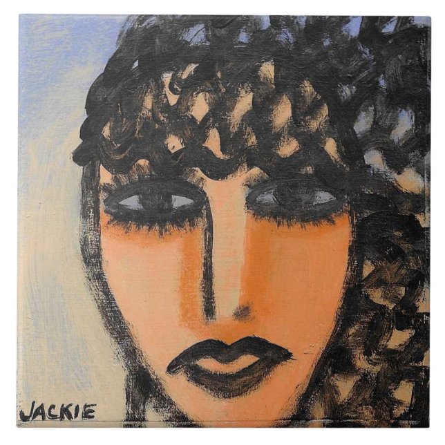 Original Abstract Portrait of a Woman Ceramic Tile (Front)