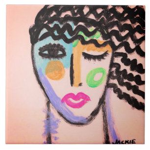 Original Abstract Portrait of a Woman Ceramic Tile