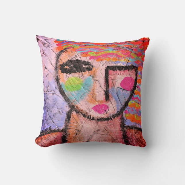 Original Abstract Portrait of a Woman Throw Pillow (Front)
