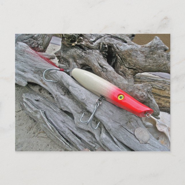 Original AJS Pencil Popper Fishing Lure Postcard (Front)