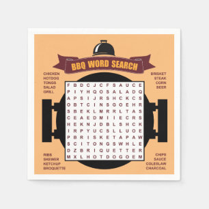 Original and fun BBQ party word search puzzle... Napkins