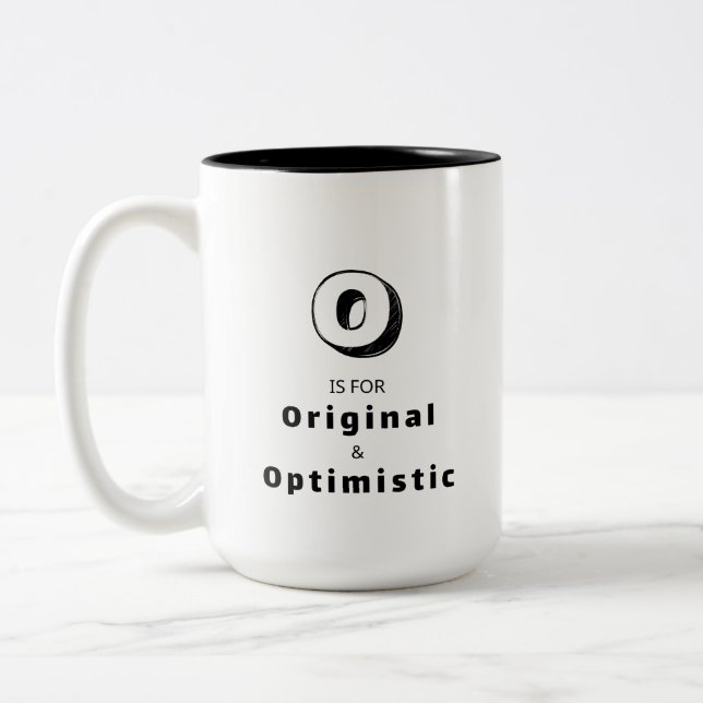 Original and Optimistic O - Personalized Luxury Two-Tone Coffee Mug (Left)