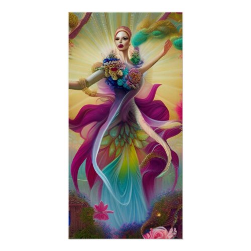 Original Art Abstract Spiritual Bohemian Goddess   Poster