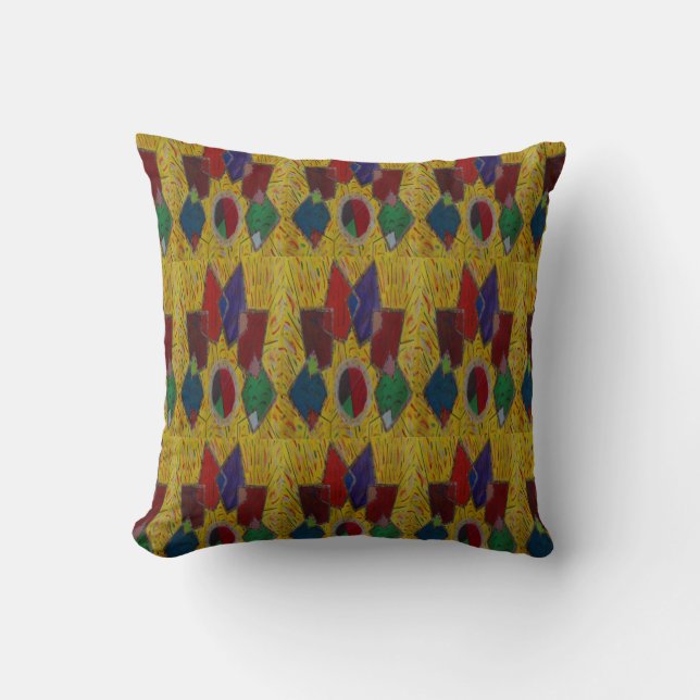 Original art abstract squares diamonds patterns    throw pillow (Front)
