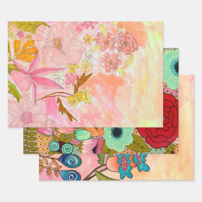 Original Art Artist Paintings Wrapping Collage Paper Sheets (Set)