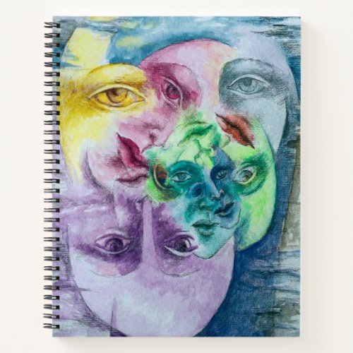 Original art colorful surrealism image notebook