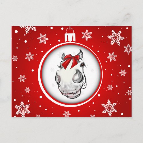 Original Art Cute Pony Christmas postcard