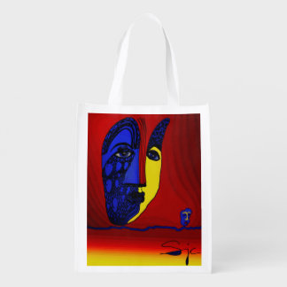 Original Art Faces Reusable Grocery Bag