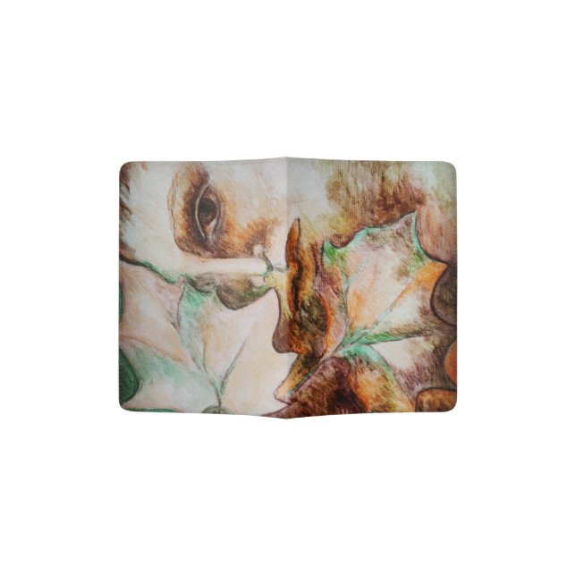 Original art hojas de otoño autumn leafs  passport holder (Opened)