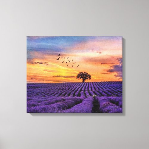 Original Art Lone Tree Peaceful Scenery  Canvas Print