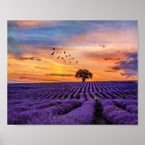 Original Art Lone Tree Peaceful Scenery Poster