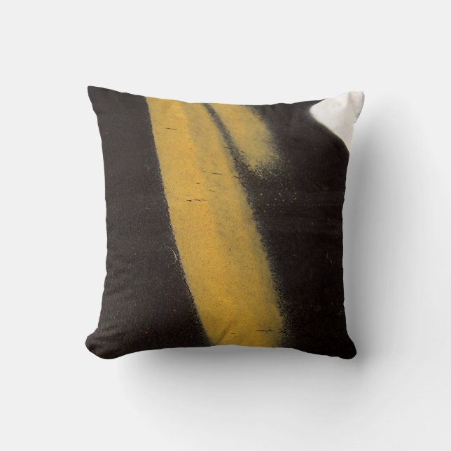 Original art: "macroffiti: yellow, black & white" throw pillow (Front)