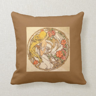 Original Art Nouveau Drawing Throw Pillow