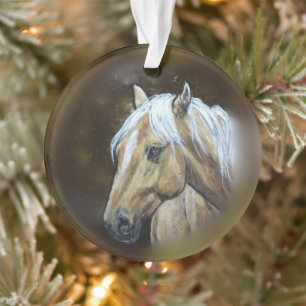 Original art palomino horse western ornament