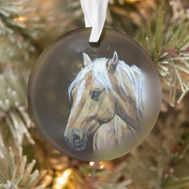 Original art palomino horse western ornament (Tree)