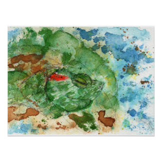 Original Art - Red Eared Terrapin by Maria Tzamtzi Poster