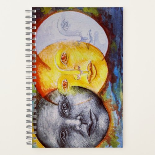 Original art sun moon eclipse notebook