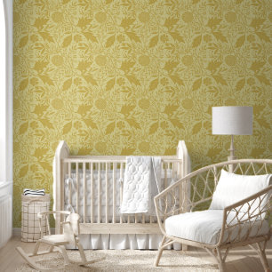 Original Arts and Crafts Botanical Yellow floral Wallpaper