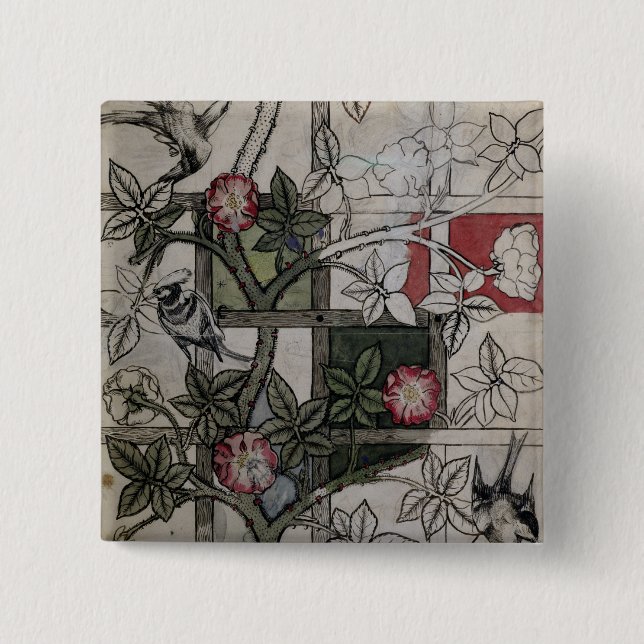 Original artwork for 'Trellis' wallpaper design, 1 Pinback Button (Front)
