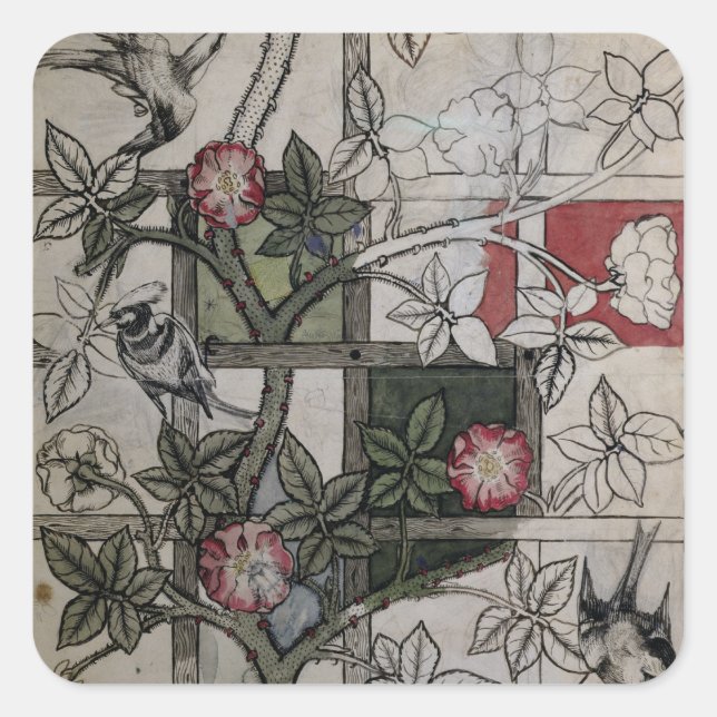 Original artwork for 'Trellis' wallpaper design, 1 Square Sticker (Front)