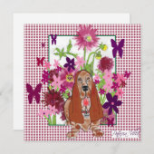 original artwork of Basset Hound with flowers (Front/Back)