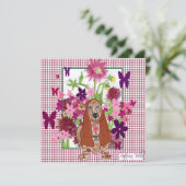 original artwork of Basset Hound with flowers (Standing Front)