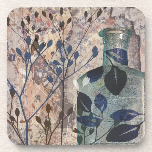 Original Artwork Vintage bottles  Foliage Beverage Coaster