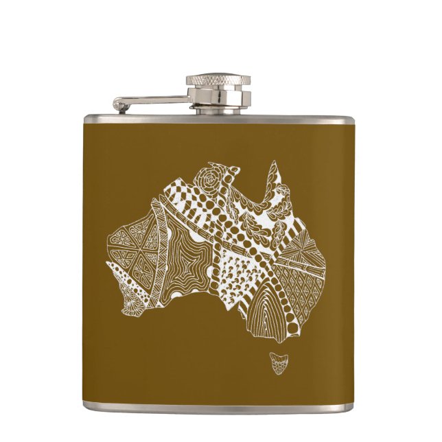 Original Australia Map Art - Choose Your Colour Flask (Front)