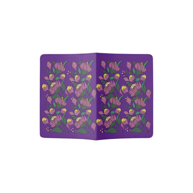original author's floral pattern  unique style passport holder (Opened)