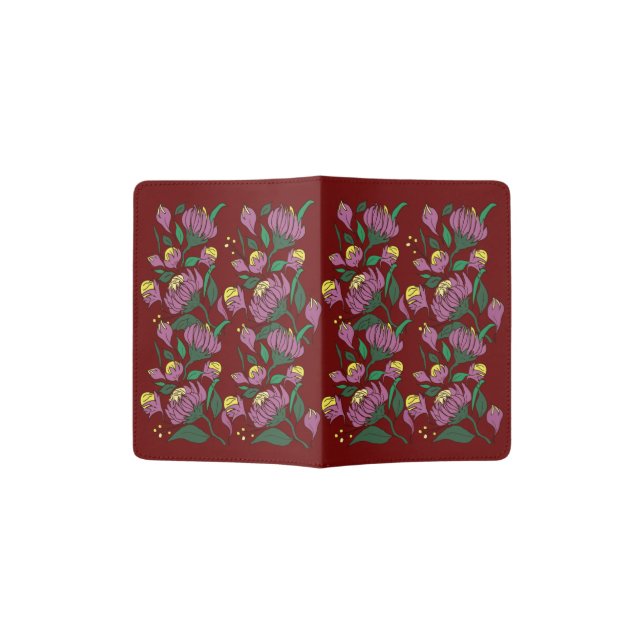 original author's floral pattern  unique style passport holder (Opened)