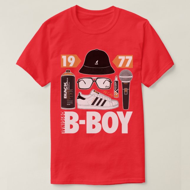 Original B-Boy MC DJ Hip Hop Graffiti Breaking Tee (Design Front)