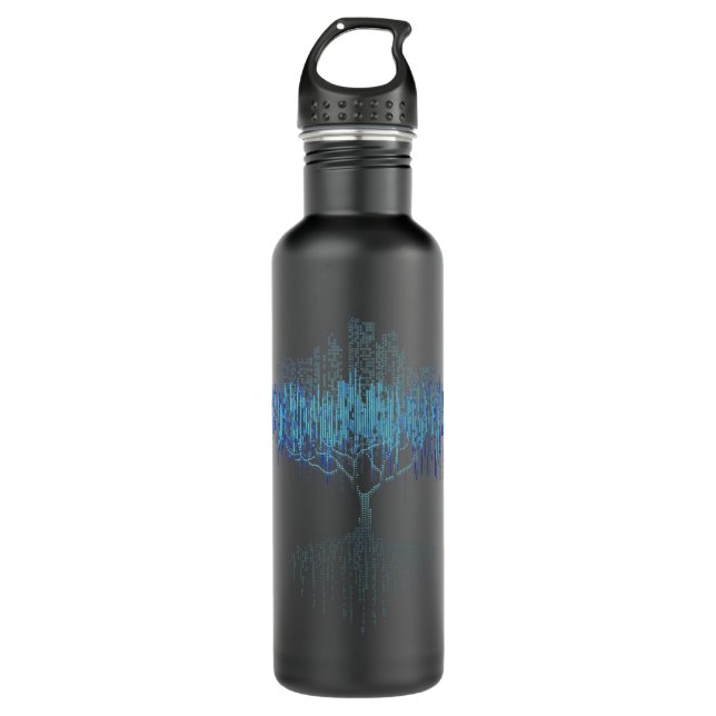 Original Binary Tree Computer Coding Programmer Stainless Steel Water Bottle (Front)