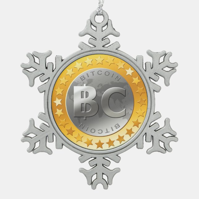 Original Bitcoin Logo BC Flake Christmas Ornament (Front)