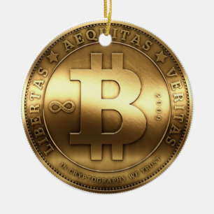 Original Bitcoin Logo Gold Christmas Ornament