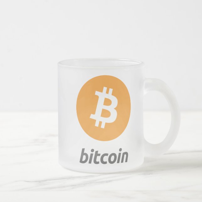 Original Bitcoin Logo Symbol Frosted Glass Mug (Right)