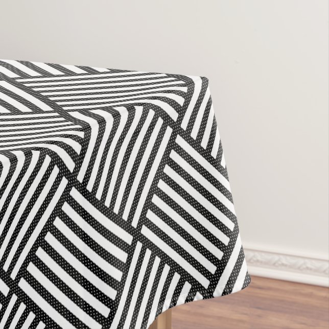 Original BLACK AND WHITE DOUBLE DIAMOND PATTERN Tablecloth (In Situ)