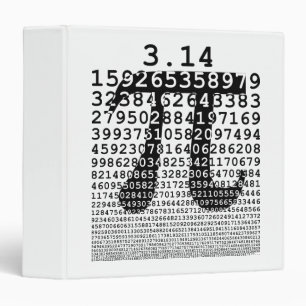 Original black number pi day mathematical symbol 3 ring binder