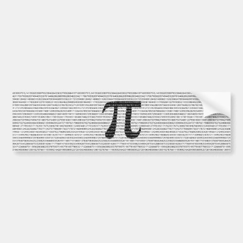 Original black number pi day mathematical symbol bumper sticker