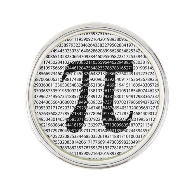 Original black number pi day mathematical symbol lapel pin (Front)