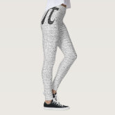 pi Digits Math Love pi= 3.14159 pi Day black white Leggings, Zazzle