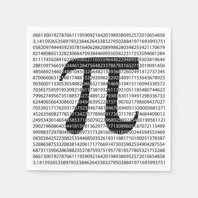 Original black number pi day mathematical symbol paper napkins (Front)