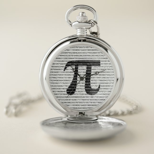 Original black number pi day mathematical symbol pocket watch (Inside)