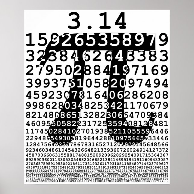 Original black number pi day mathematical symbol poster (Front)