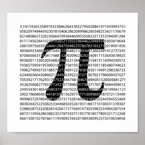 Original black number pi day mathematical symbol poster
