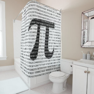 Original black number pi day mathematical symbol shower curtain